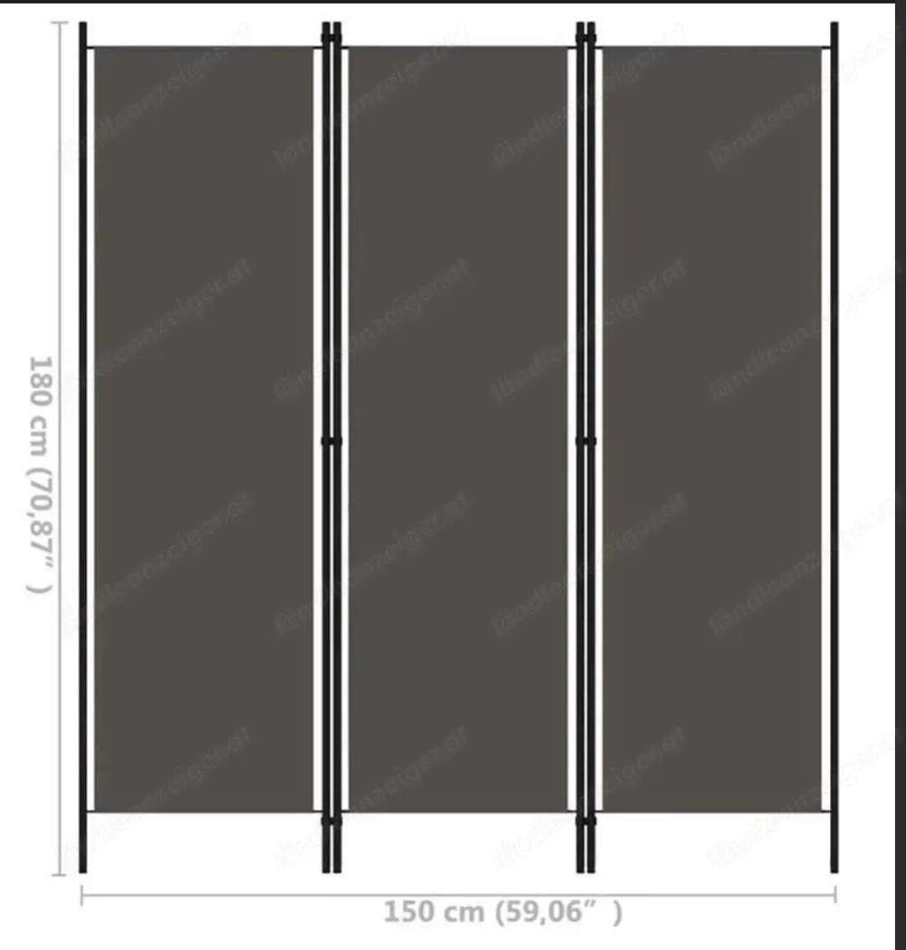 3-tlg. Raumteiler  Sichtschutz Anthrazit 150x180 cm
