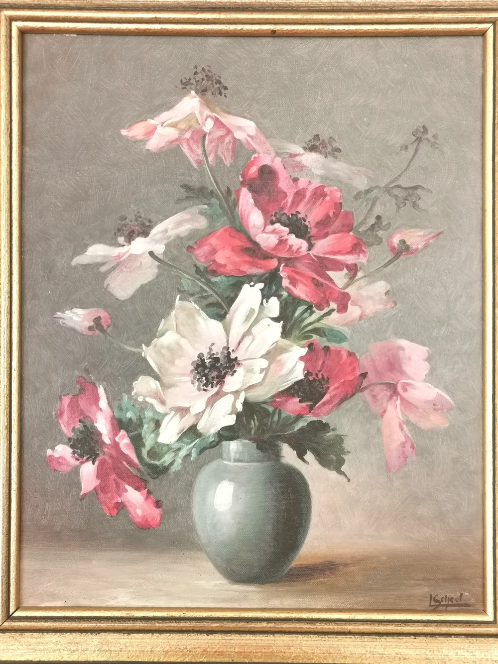 Altes originales Ölbild auf Leinwand | Blumenmotiv von Leopold Scheel | 6800 Feldkirch | Vorarlberg