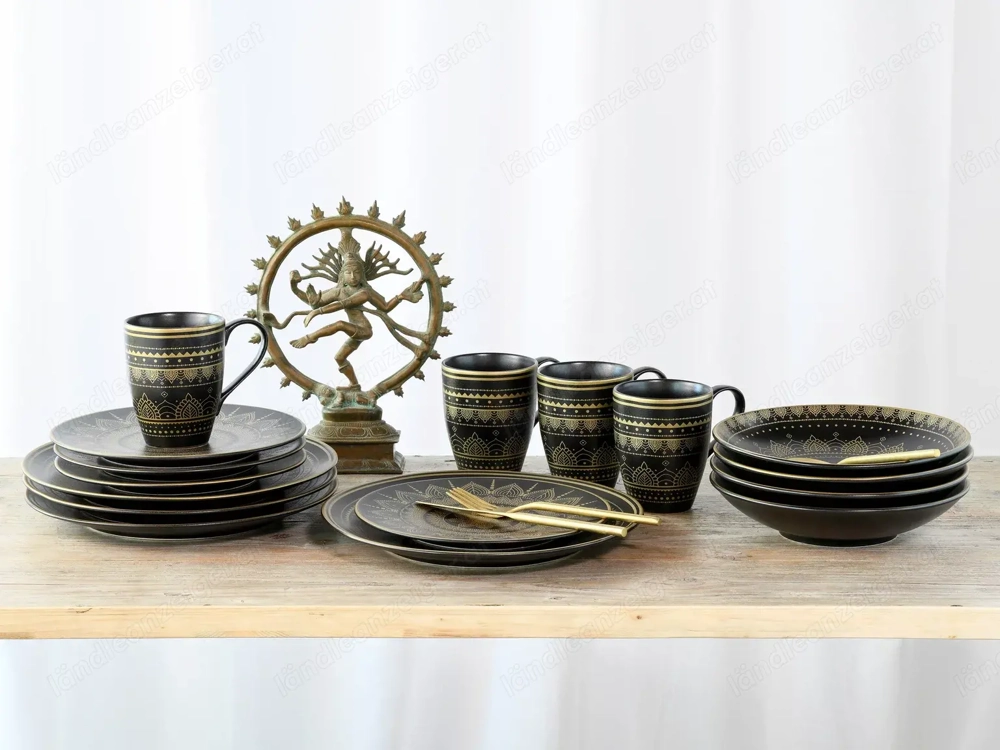 Mandala Set Schwarz Goldfarben, 16-teilig