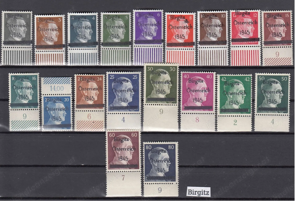 10 Briefmarken Sätze Österreich Privatausgaben mit Aufdruck Postfrisch ab 25 .
