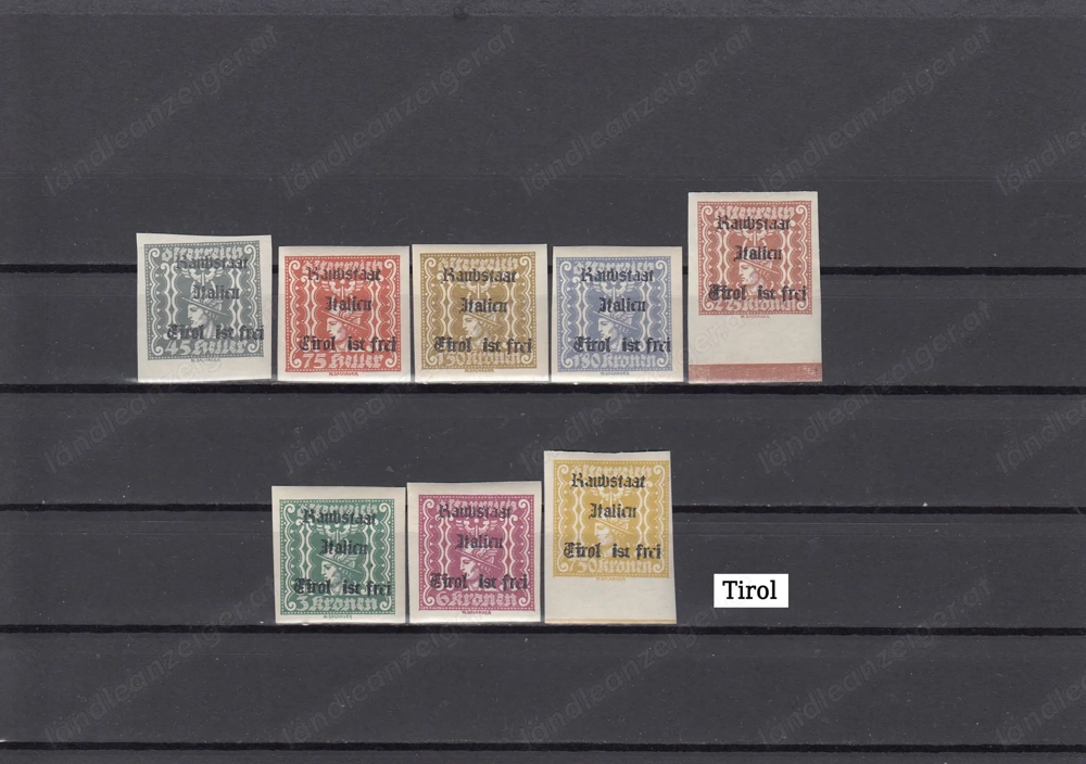 10 Briefmarken Sätze Österreich Lokale1918 22 Tirol mit Aufdruck Postfrisch ab 25 .