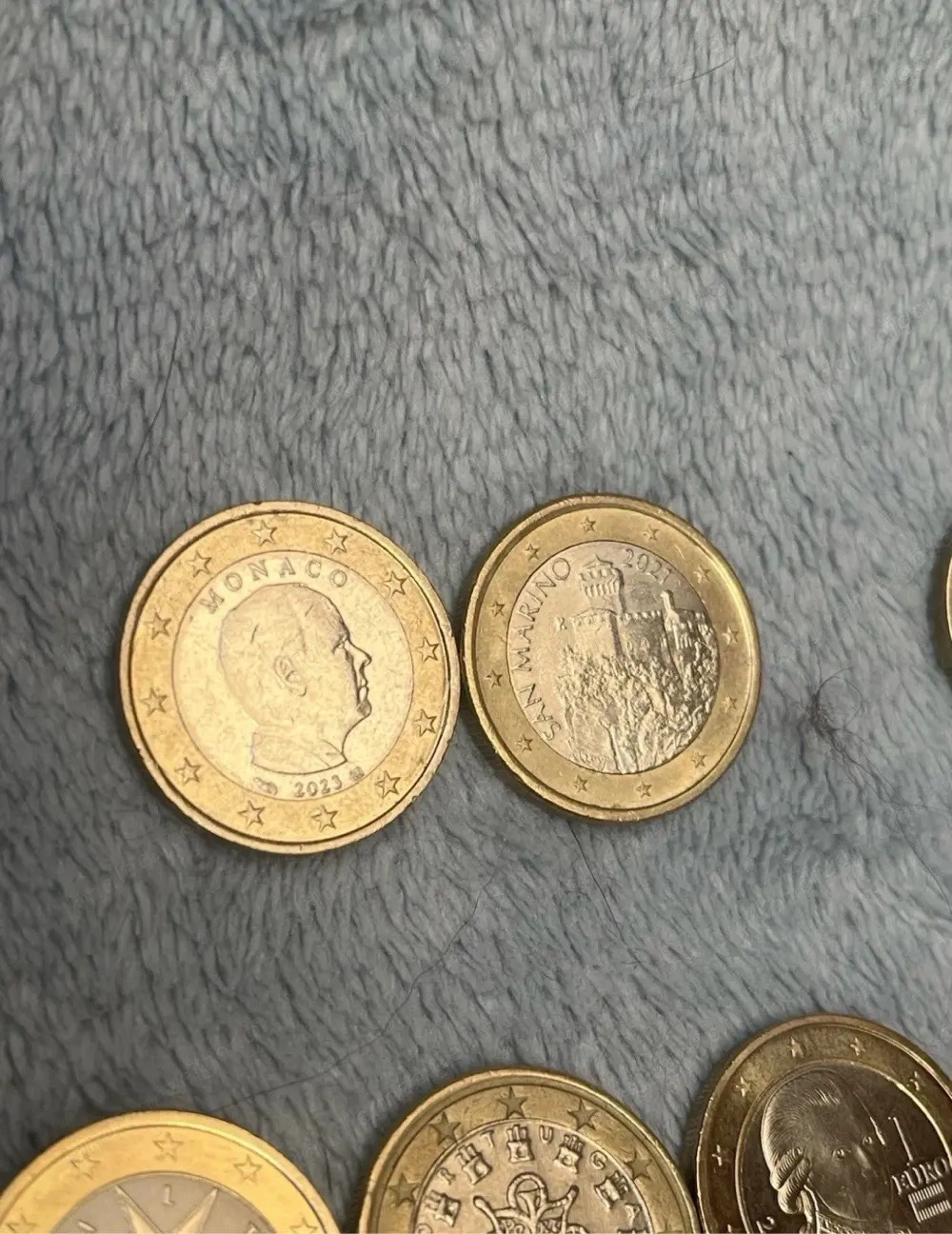 Euro-Sammlung: 36x 1  Konvolut - Monaco 2023, San Marino 2021 & versch.Jahrgänge