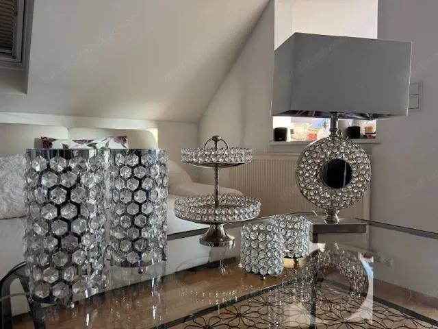 Kerzenständer Teelicht Patisserie Servier Tischlampe Lampe Kristall silber - alles zusammen IM SET