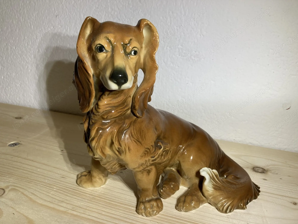 Rarität: Karl Ens Porzellan Dackel   Sitzend   21cm hoch   Vintage (ca. 1930)