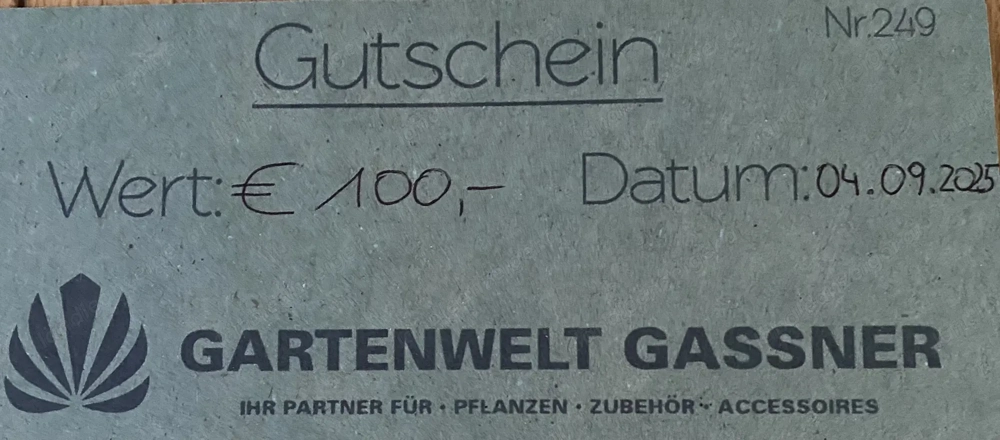 Gutschein Gartenwelt Gassner, Fussach   80,00 . Wert   100,00 