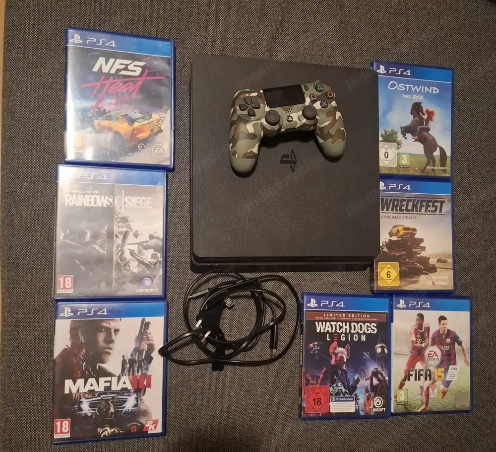 Playstation 4 slim 500gb mit den abgebildeten  spieln 