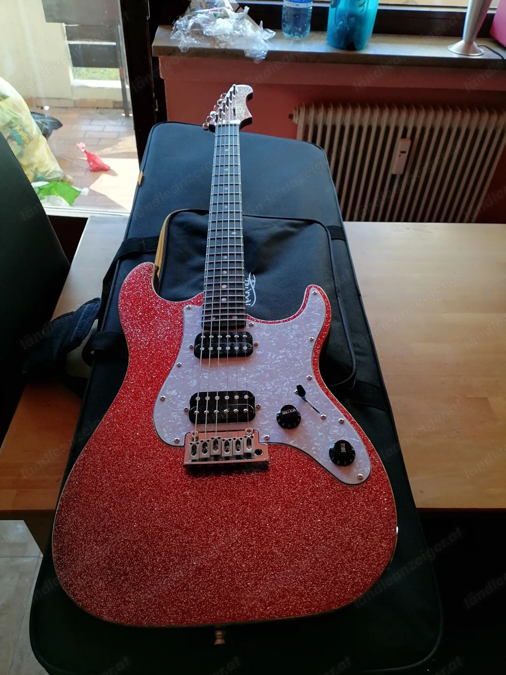 JET Guitars JS-500 Ebony, Red Sparkle