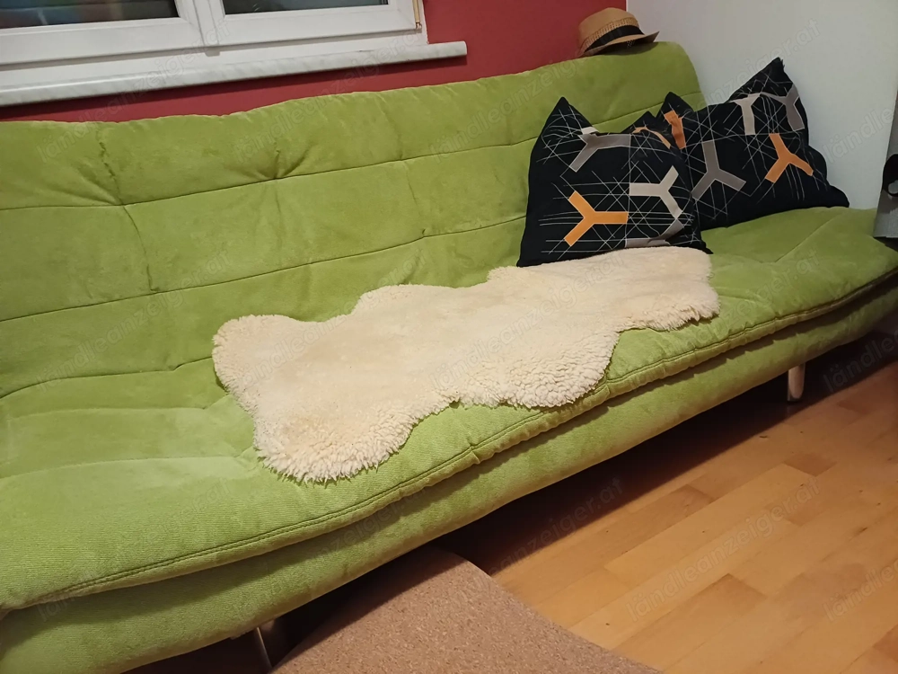 Sofa, Schlafcouch 2x1,2 m in apfelgrün 
