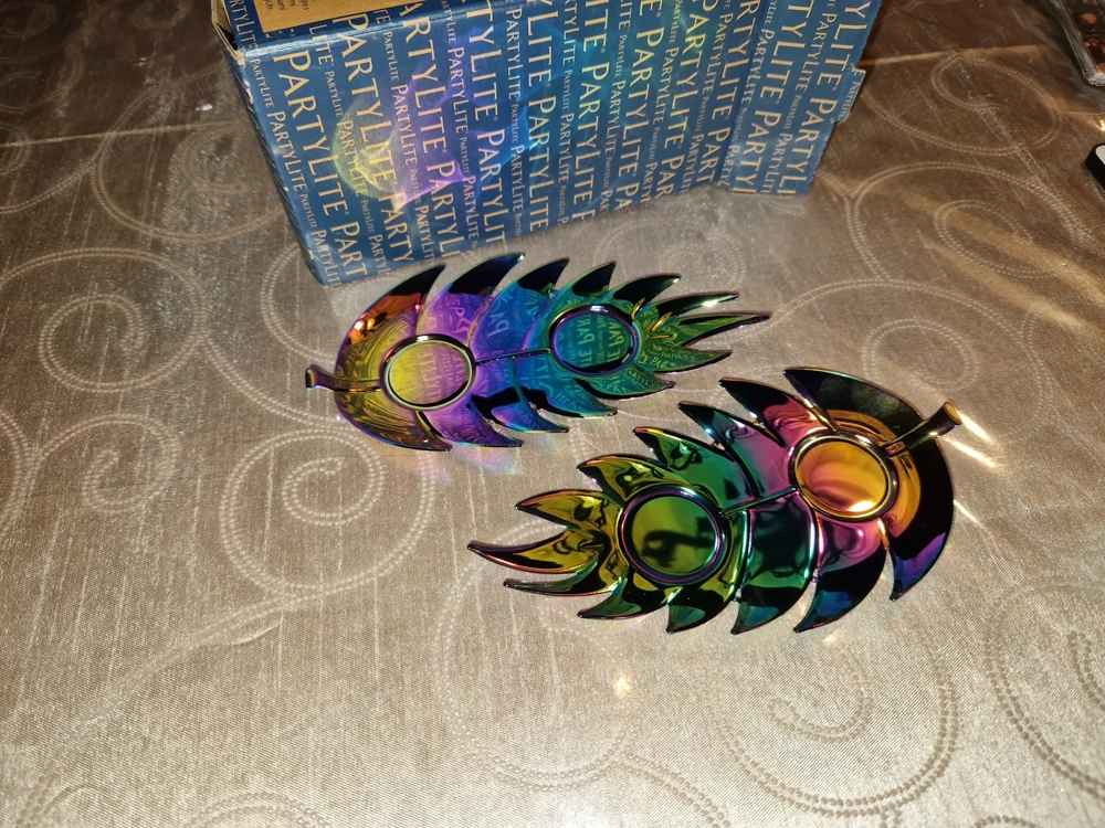 2 Regenbogen Kerzenuntersetzer fürTeelichter von Partylite