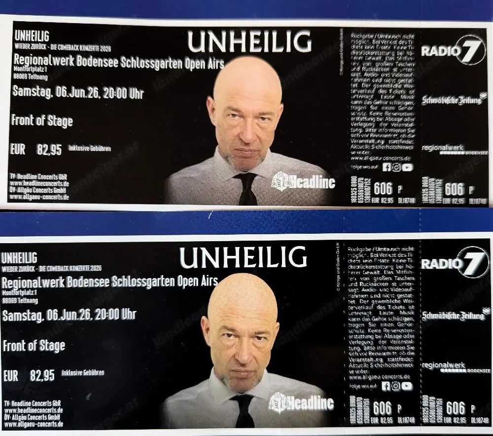 2   Unheilig Tickets Schlossgarten Open Air Tettnang 6. Juni 2026   Front of Stage