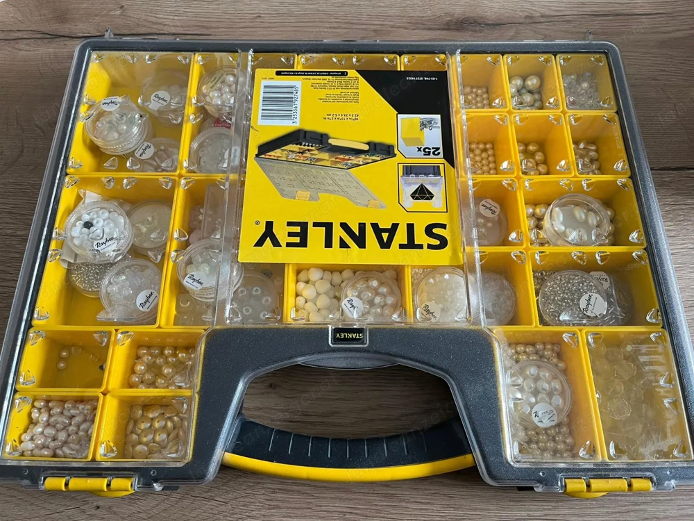 Perlenkoffer mit verschiedenen, sehr hochwertigen Perlen zum Basteln (DIY)