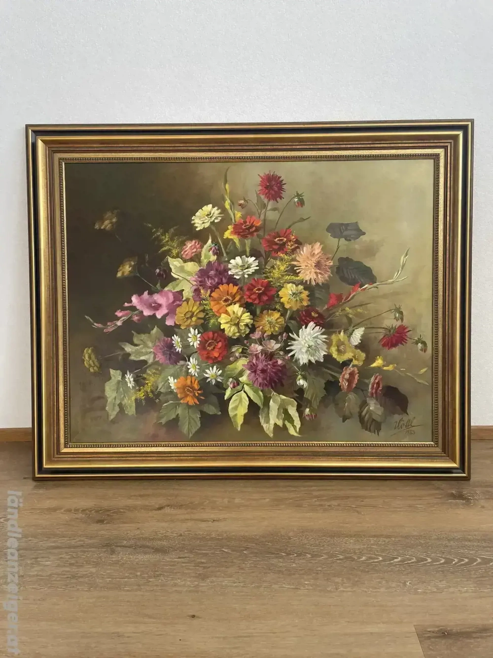 Sehr großes Blumenstillleben - handgemaltes Ölgemälde - signiert Höttl, datiert 1983 - 97   120 cm -