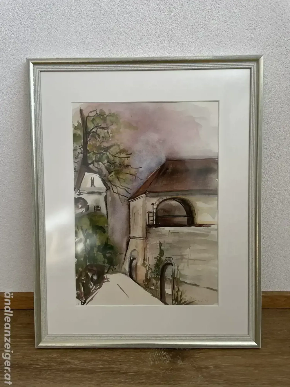 Architekturansicht - Aquarell   Mischtechnik - signiert Lindner, datiert 1994 - 50   62 cm - gerahmt