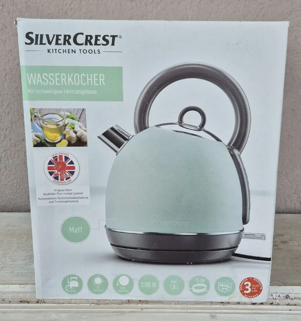 Edler SilverCrest Design-Wasserkocher Retro - Matt-Mint - 3100W (NEU  OVP)