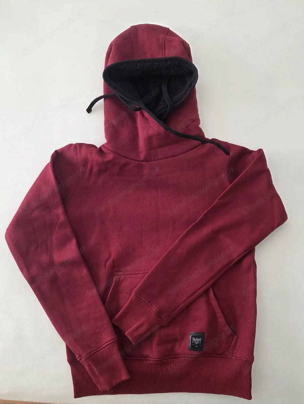 Teddy-Hoodie, weinrot-schwarz, Gr. S  M