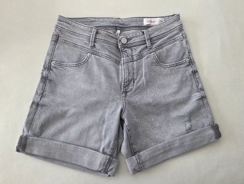 Kurze Jeans Hose, grau, Gr. 36