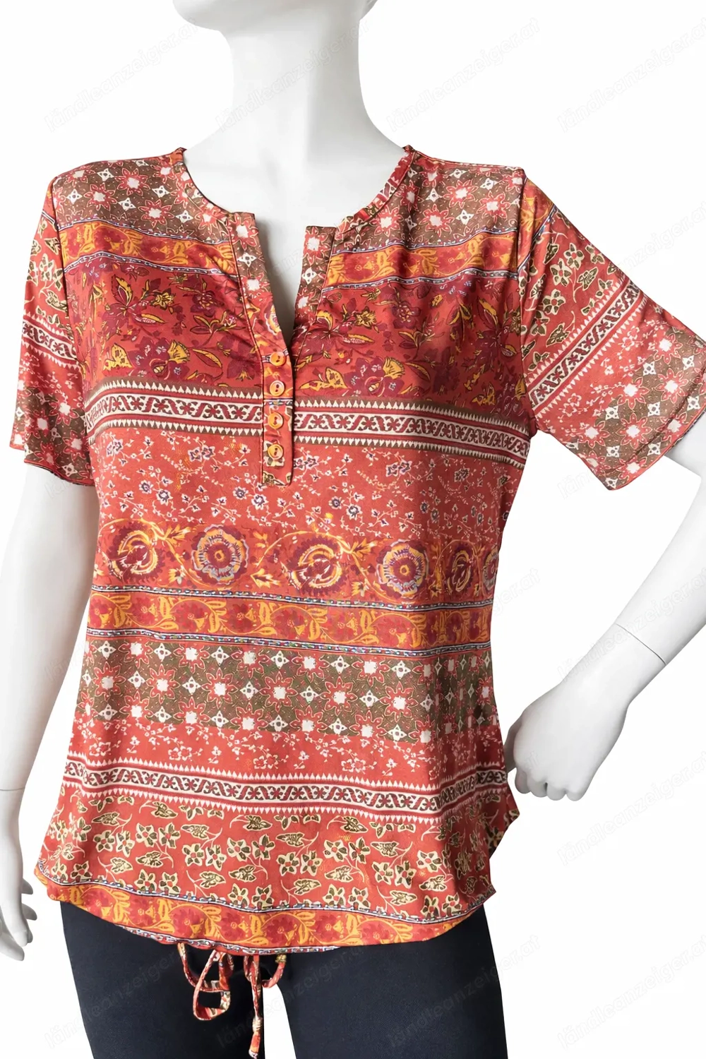 Bluse   Shirt Gr. 40 - weich fließend - Boho Muster - wie neu