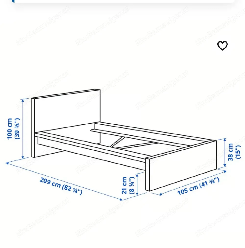Ikea Bettgestell hoch schwarz 90x200  