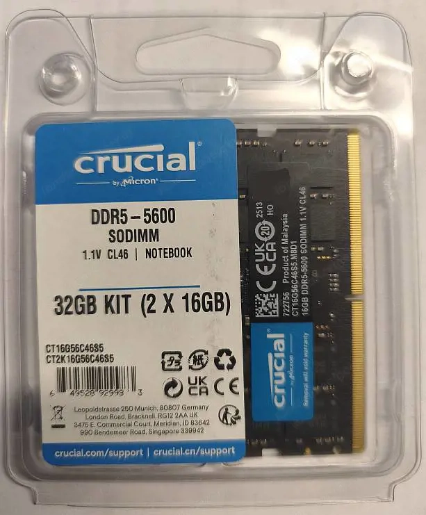 Notebook-Arbeitsspeicher DDR5 SO-DIMM 32 GB (Kit 2x16GB)