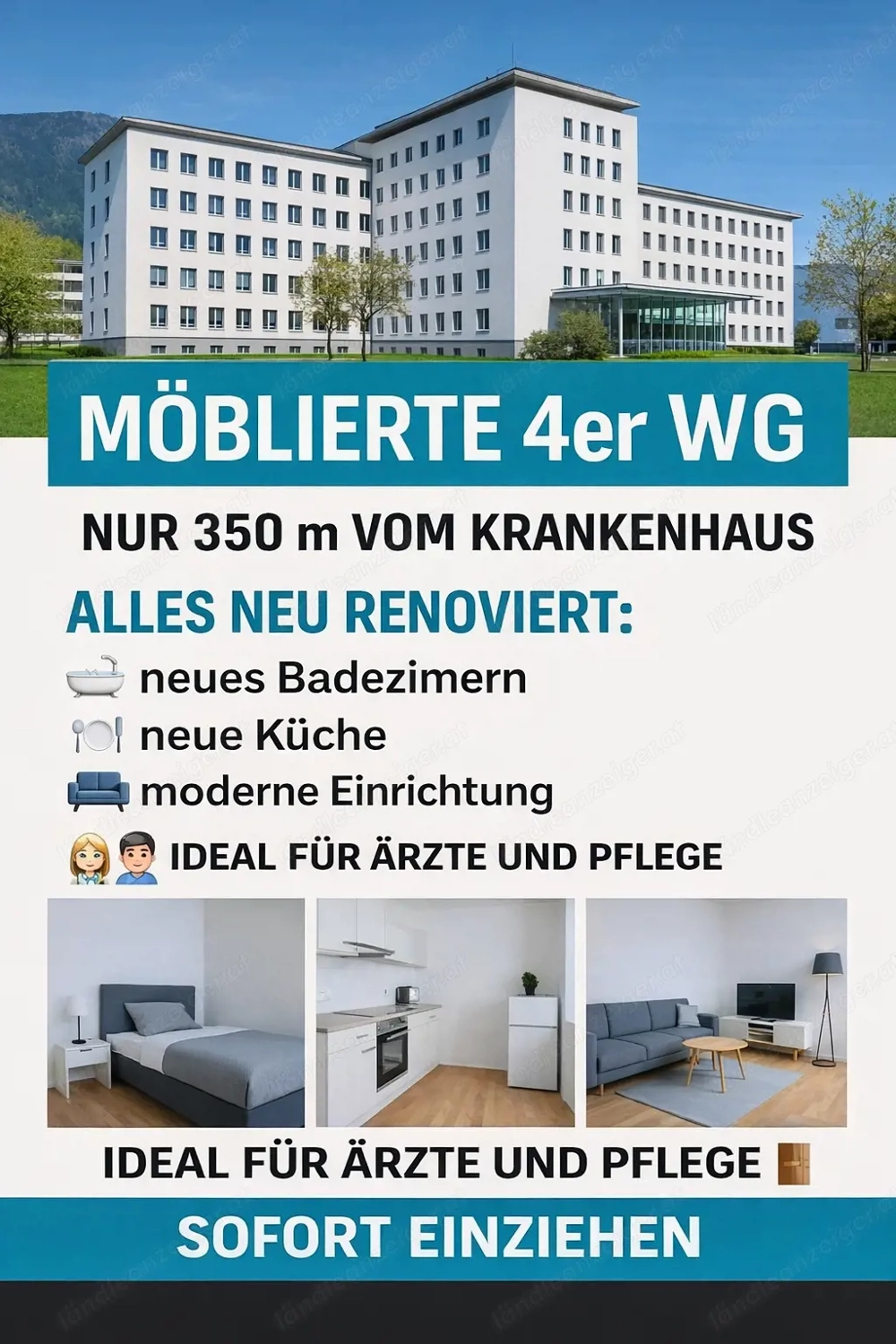 Möbiliertes WG-Zimmer NEU in Feldkirch - Nähe Krankenhaus