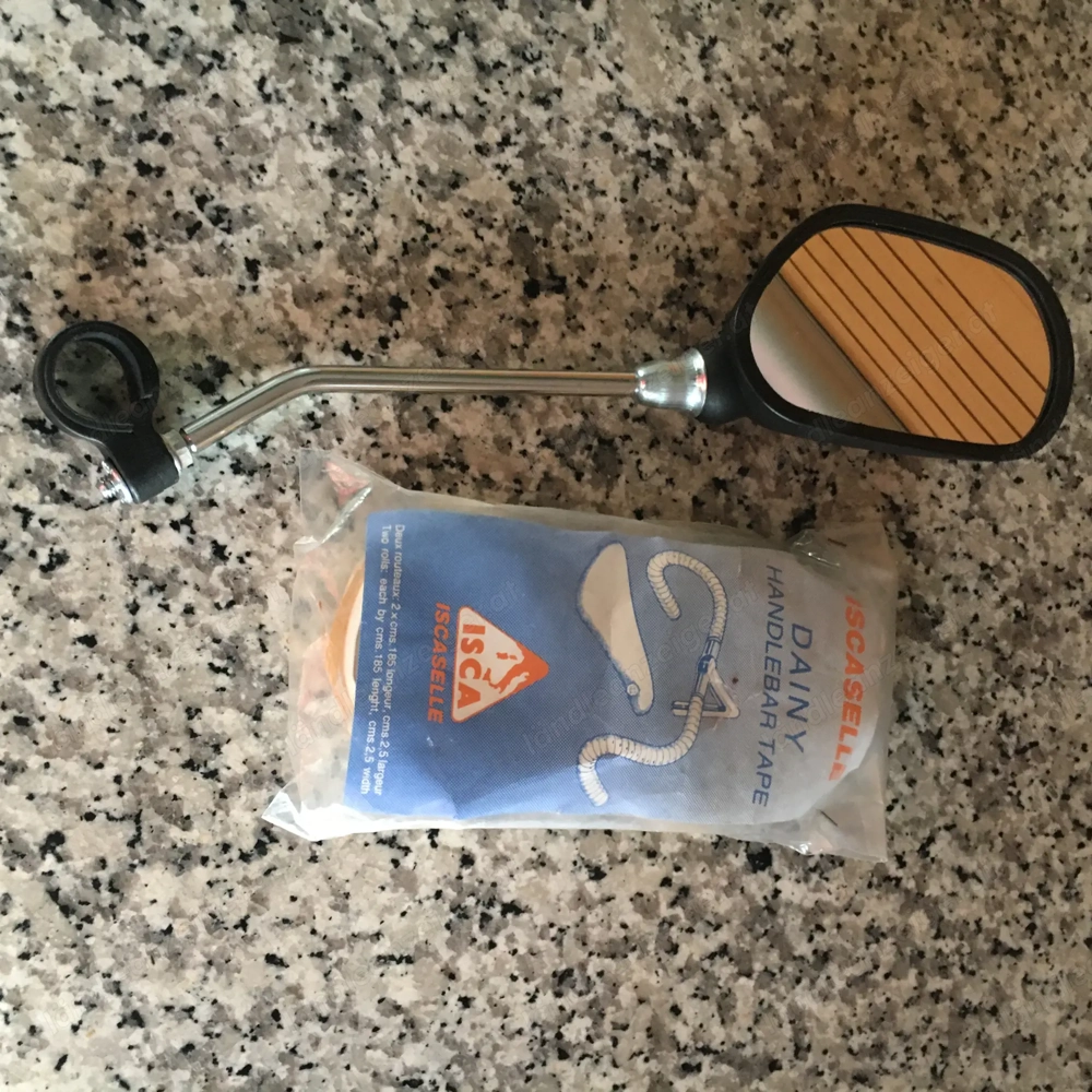 Fahrradspiegel und Lenkerband rot - weiß