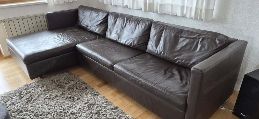 Ledercouch dunkelbraun
