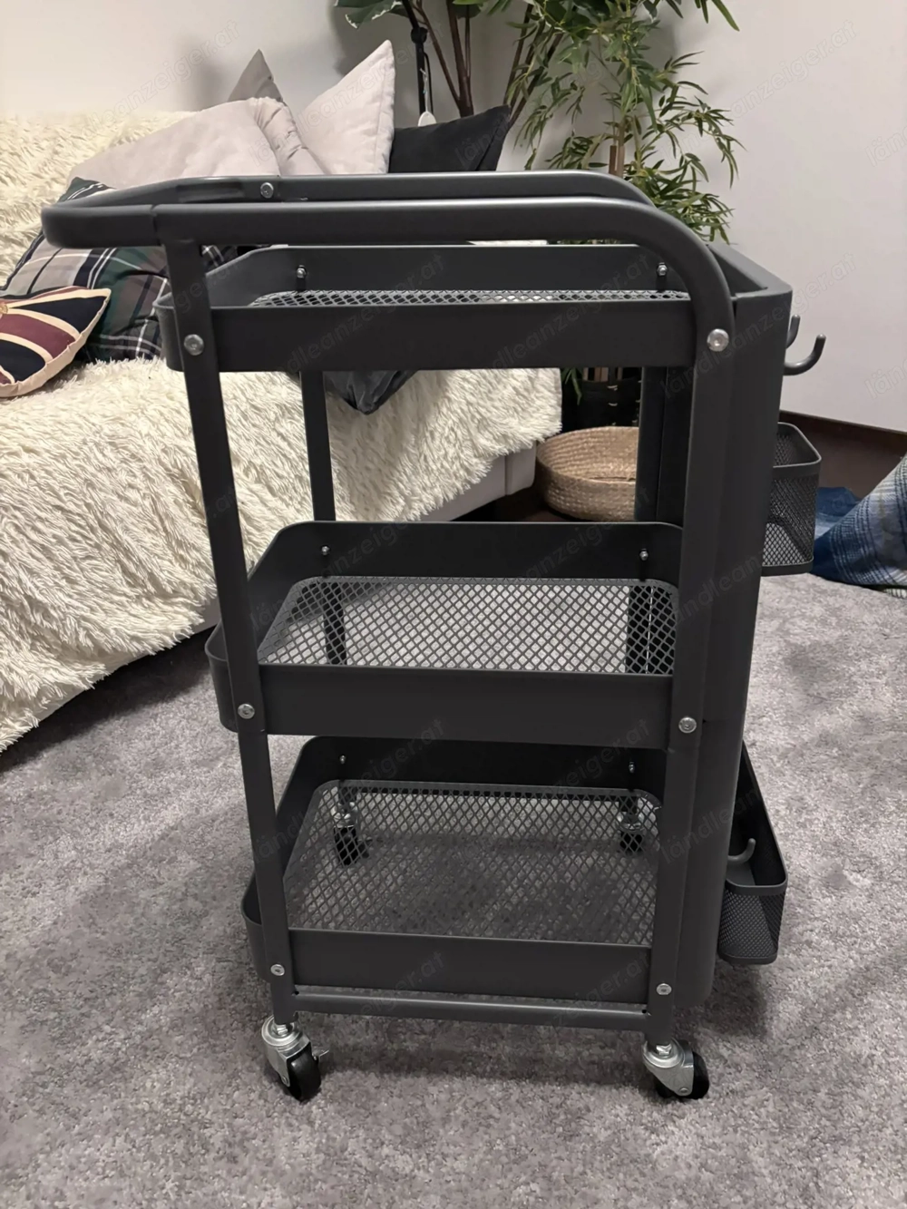 Servierwagen   Rollwagen aus Metall   dunkelgrau