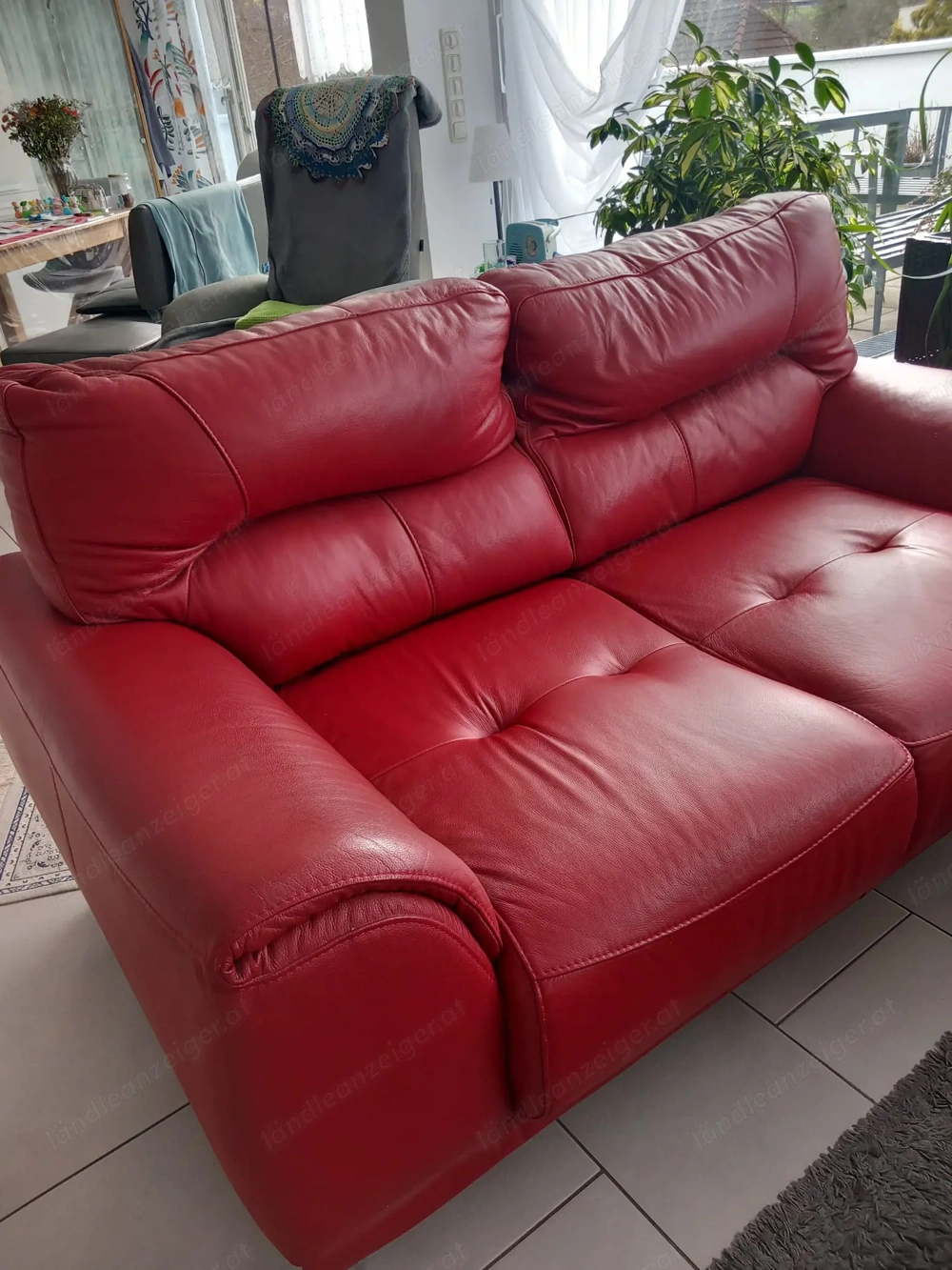 Sitzbank Leder 2er rot