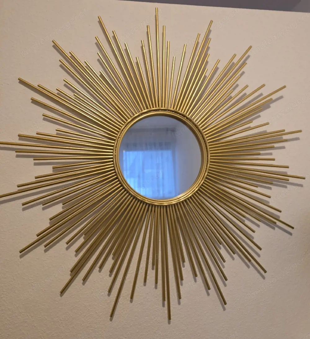 Spiegelsonne Metall Gold und Tischleuchte Gold