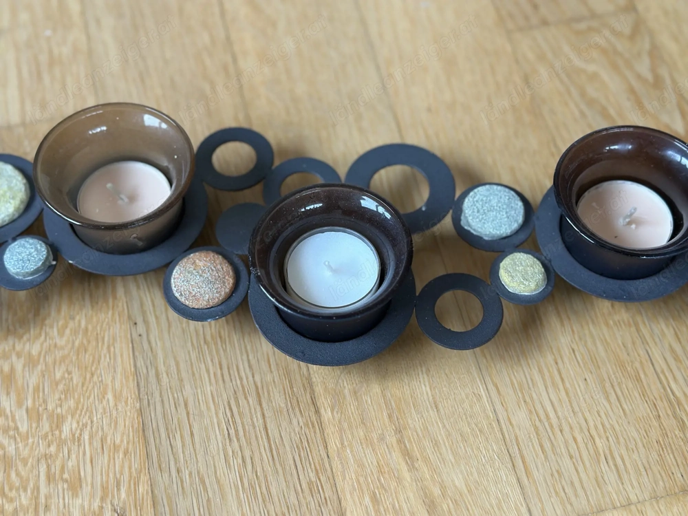 Teelicht Deko mit Dekorsteinen 