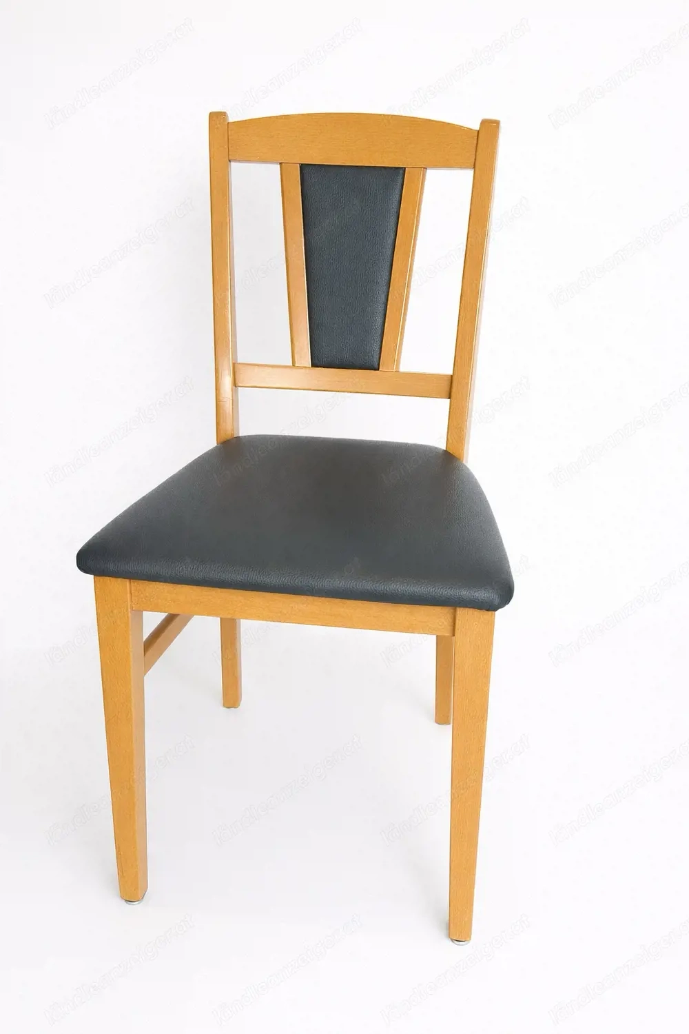 Massivholzstuhl Buche lackiert   Kunstleder anthrazit   2 Stück