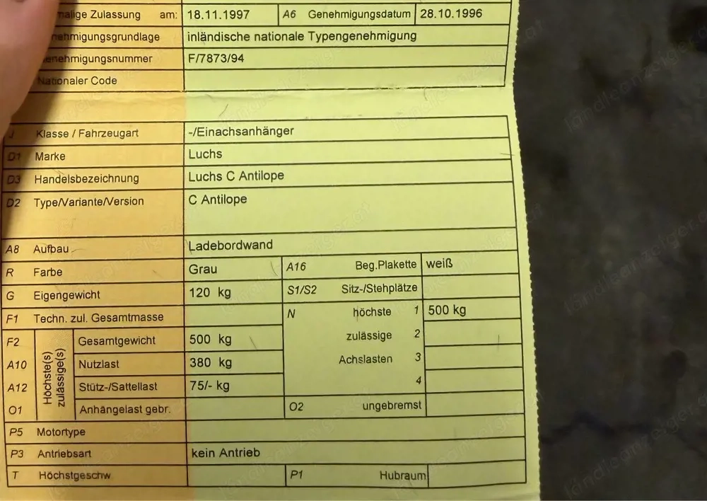 Auto Anhänger Luchs