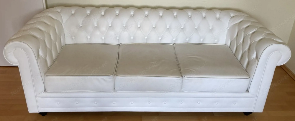 Sofa 3 Sitzer weiß Chesterfield