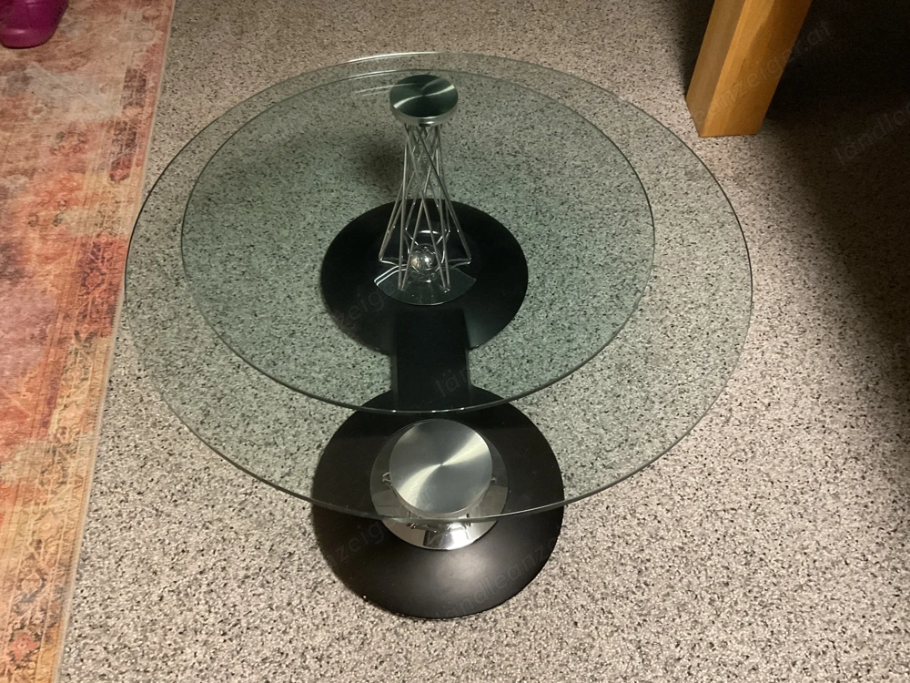 Wohnzimmertisch Glas rund zum aufdrehen