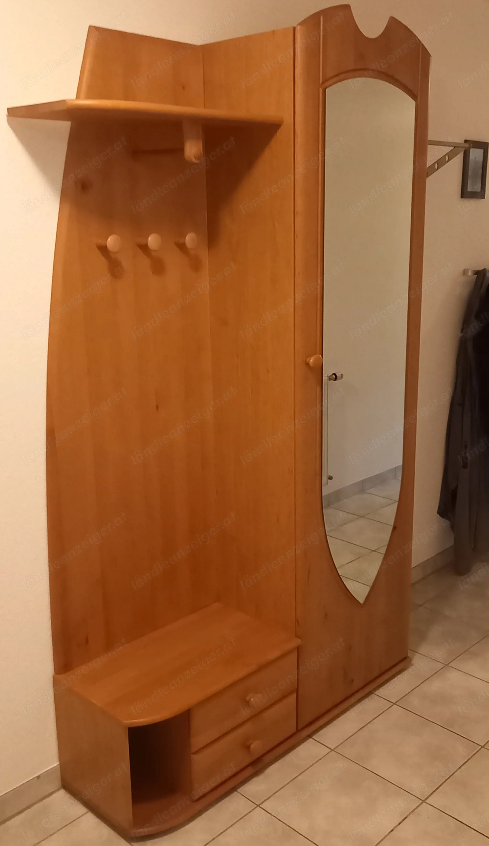 Garderobe, Buche, mit Schrank und Spiegeltür