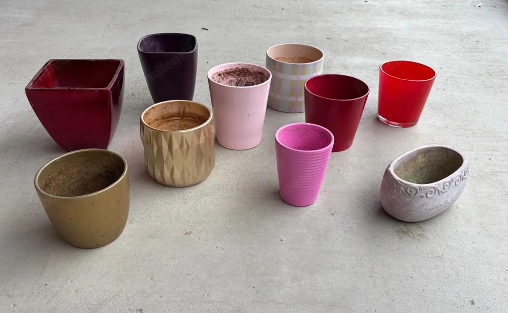 10 Blumentöpfe   Übertöpfe für den Innenbereich   verschiedene Farben & Designs