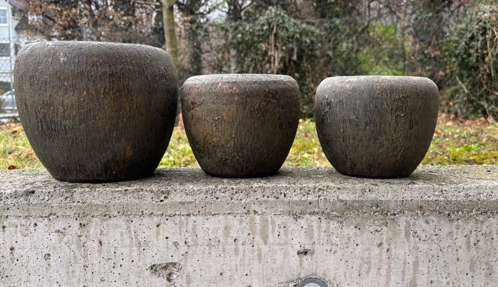 3 dekorative Blumentöpfe im Natur-Look   verschiedene Größen   Innenbereich