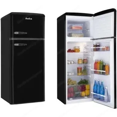 Retro-Kühlschrank in Schwarz   kompakt & stilvoll