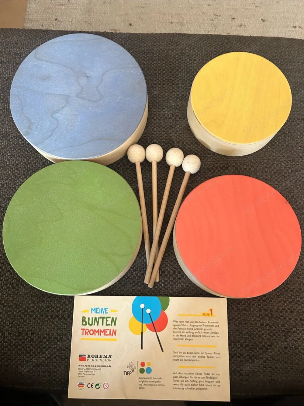 Rohema Percussion: Holztambourin 4er Set Color