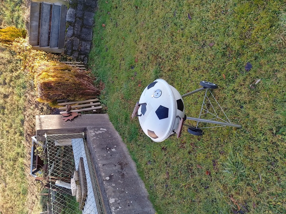 Griller, Holzkohle, Fußball Design 