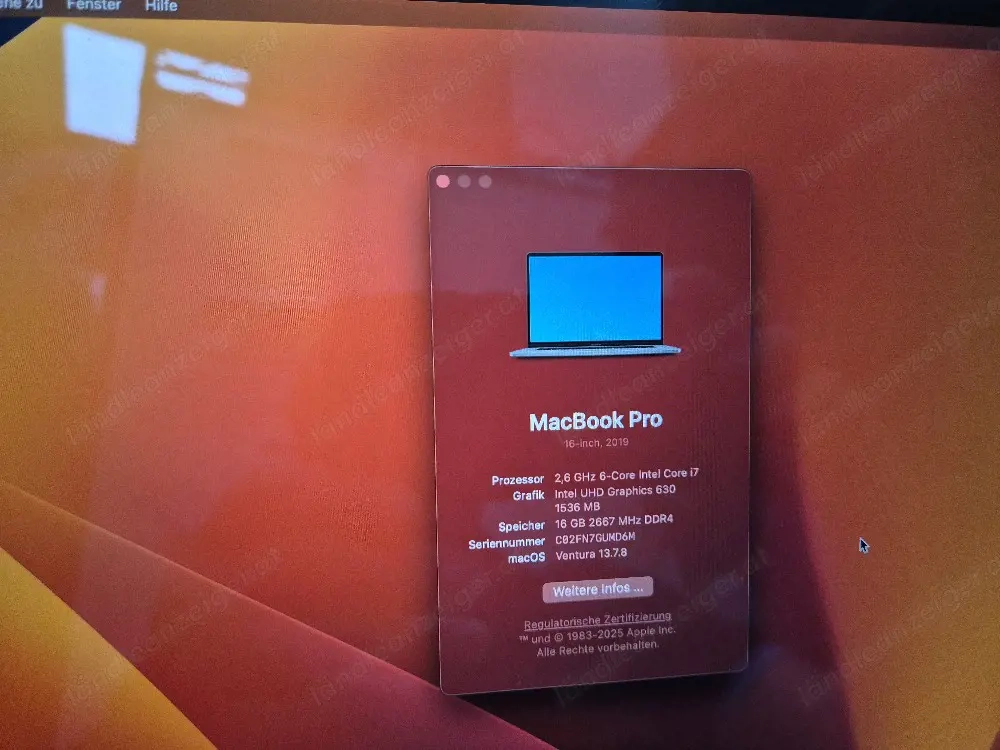 macbook pro  i7 16 gb ram 512 ssd