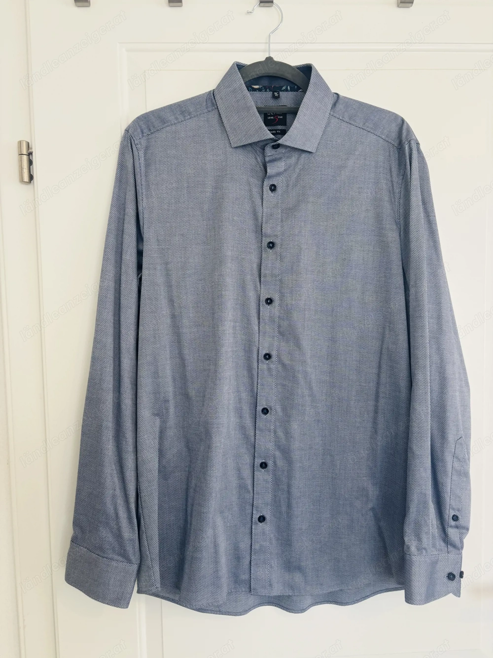 Hemd Olymp Blau Grau gemustert 