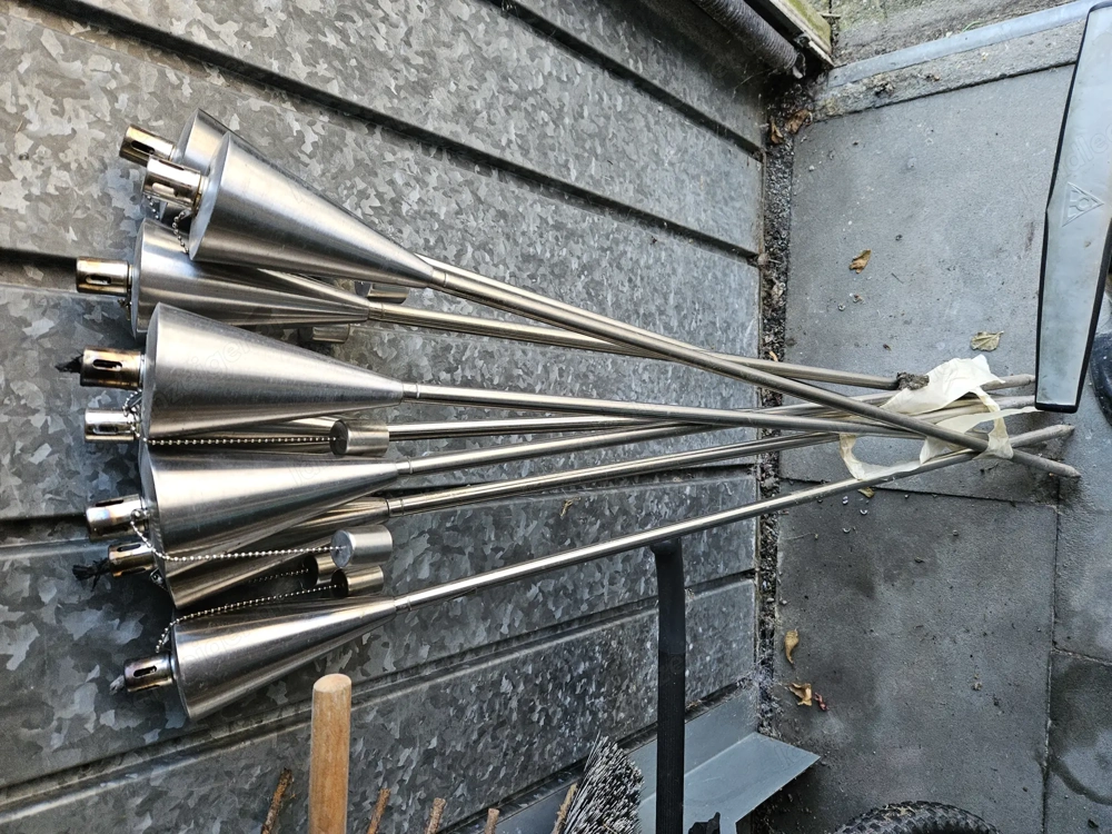 8 Garten Öl-Lampen silber Edelstahl zu verkaufen