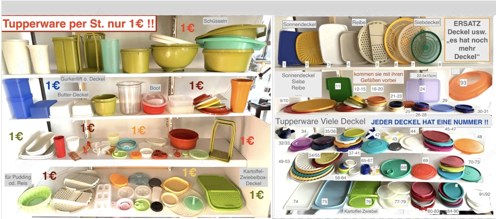 Tupperware Geschirr jedes Teil nur 1 Euro !!