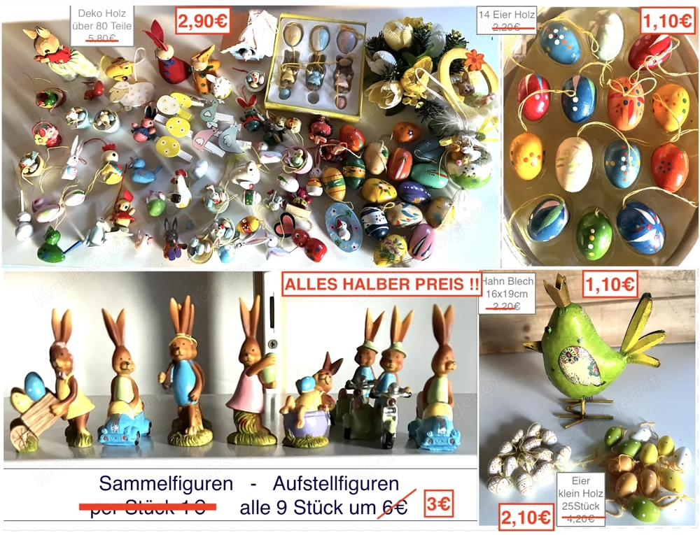 ALLES HALBER PREIS !! Osterdeko Ostereier Henne Hase ab 1 