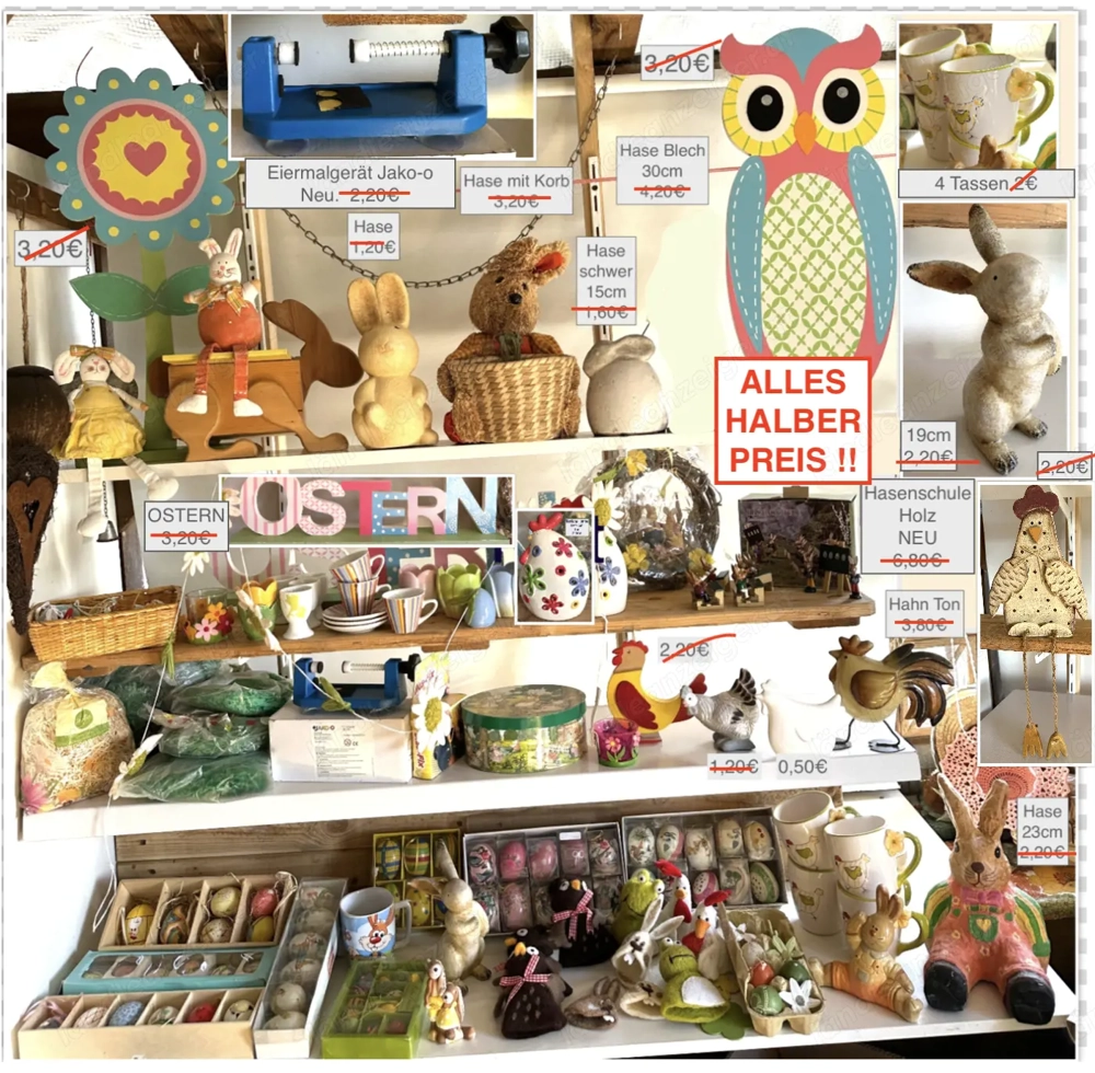 ALLES HALBER PREIS Osterdeko Osterhasen Ostereier