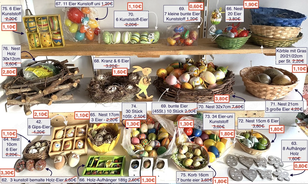 ALLES HALBER PREIS!! bunte Ostereier Osterkörbchen Nest ....