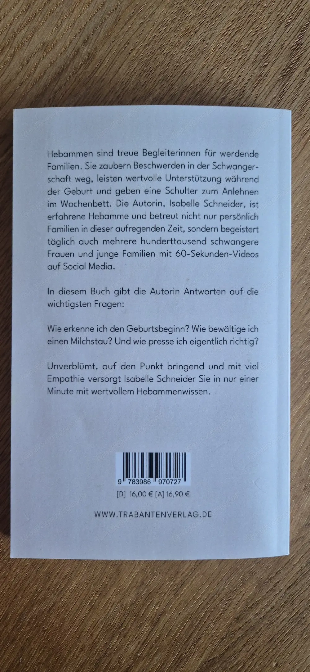 Eine Minute Hebammenwissen, Buch von Hebamme Isabelle Schneider