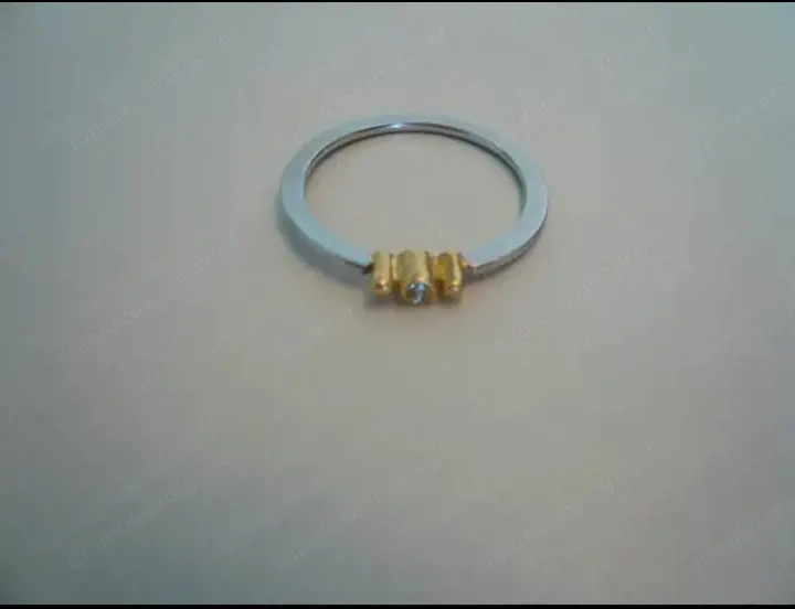 1 Brilliant Ring 0,02ct Diamant, Platin 950K, 1 Gelbgold-Ring 750K, zusammen als Doppelringe!