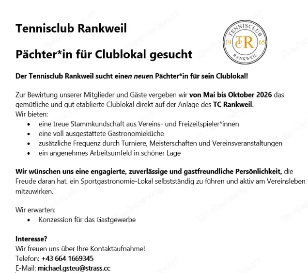 Pächter*in für Clublokal gesucht